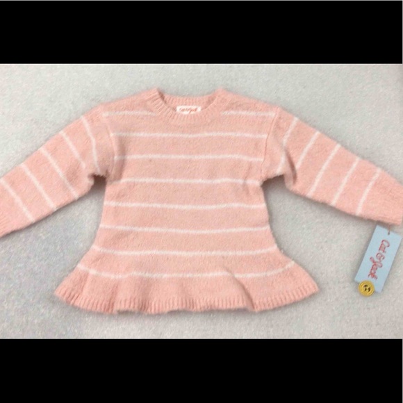 Girls Striped Peplum Pullover Sweater - Picture 2 of 2